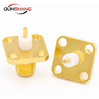 Conector de Antena SMA-KFD4 SMA de Cuatro Orificios con Cabeza de Brida, Longitud del Aislante 4 mm, Longitud del Conductor 3 mm