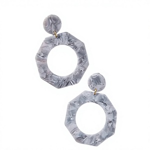 Pendientes de Aro con Diseño Geométrico de Resina Acrílica, Chapados en Oro, Joyería de Moda para Mujer, Pendientes de Fiesta - Product Image 4