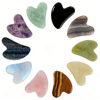 Herramienta Gua Sha de Jade Natural en Forma de Corazón - Piedra de Masaje Facial y Corporal para Drenaje Linfático, Rejuvenecimiento y Relajación de la Piel