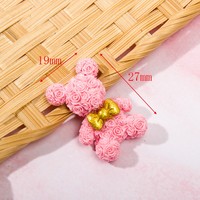 Nouvelle figurine de dessin animé ours à nœud papillon en pétales de rose pour la Saint-Valentin, à dos plat, pour scrapbooking, accessoires de décoration DIY et artisanat