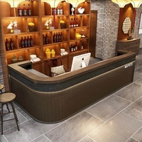 Comptoir de bar d'angle en bois massif moderne, écologique et durable, pour restaurant, table de salle à manger, armoire à vin, pièce unique