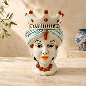 <span class=keywords><strong>Vaso</strong></span> a Forma di Testa in Ceramica di Lusso Fatto a Mano, Stile Italiano, <span class=keywords><strong>Vaso</strong></span> a Testa Moresca per Regalo di Inaugurazione Casa di Alta Gamma - Product Image 1