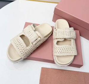 Summer simple and luxurious double-strand platform <b>flip</b>-<b>flops</b> with vintage woven metal letter wedge sandals for women - Product Image 5