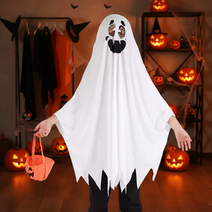 Disfraz de Fantasma para Cosplay, Capa Blanca Desgastada de Halloween con Bolsa de Calabaza, Lindos Trajes de Fiesta de Rol, Poliéster Unisex - Product Image 3