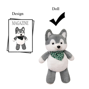 Bambola personalizzata Low MOQ Pushie carino morbido bianco grigio cucciolo di peluche - Product Image 2