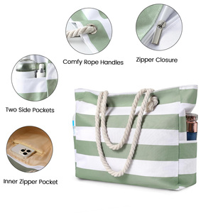 Bolsa de Playa para Mujer, Grande, Impermeable, Resistente a la Arena, con Cierre, Plegable, para Piscina, Playa, Vacaciones de Verano - Product Image 4