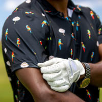 Herren Polo-Shirts Luxus Designer Herren Papageien-Print Polo-Shirt Kurzarm Schwarz Golf Tennis Lässig Atmungsaktiv Golf-Polo