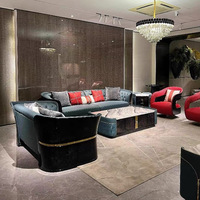 Ensemble de canapés modulaires deux places de luxe en cuir véritable de style nordique
