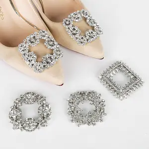 2 Pcs Detachable Shoe Clips Square Rhinestone Shoe Accessories Women Metal  Shoe Embellishment for Hat Bag Pumps Decor