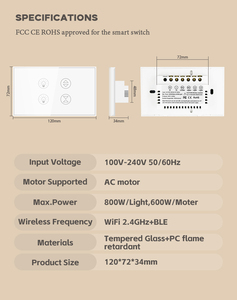 XZJ 2025 Tuya WIFI ตัวควบคุมมอเตอร์เดี่ยว 110V/220V ไม่ต้องใช้ฮับ ติดตั้งง่ายแบบ DIY สวิตช์ไฟอัจฉริยะแบบกระจก 2 ช่อง - Product Image 6