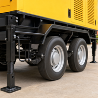 Générateur diesel mobile insonorisé 200 kVA sur remorque, essieu tandem, triphasé 400 V, pour chantier de construction