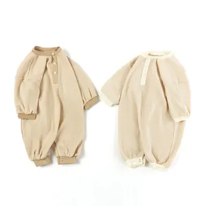 新生婴儿服装女婴男孩Romper夏季婴儿棉短袖华夫饼干对比连身衣男孩服装学步服装