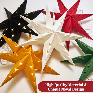 Farol de Navidad de Papel con Diseño de Pentagrama de 120 CM (47 Pulgadas), Lámpara Colgante de Papel con Forma de Estrella para Decoración de Fiestas - Product Image 3