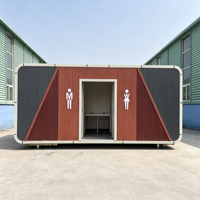 Toilettes mobiles en conteneur de 20 pieds, panneaux sandwich préfabriqués, étanches et portables, pour chantier de construction et parc public
