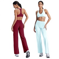 Ensemble deux pièces d'été en nylon uni, comprenant un soutien-gorge de sport sans manches à maintien élevé pour la course, le fitness et le yoga