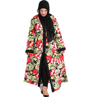 Vente en gros de cardigan à fleurs pour femmes musulmanes robe vêtements islamiques abaya à imprimé floral pour femmes robe musulmane YM116