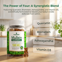 AegleWell OEM Gummies de Molène 1000mg avec Quercétine, Bromélaïne, Ashwagandha et Vitamine D3 pour la Santé Pulmonaire