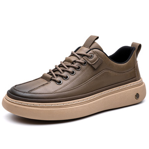 Chaussures décontractées pour hommes en cuir, à bout rond, à lacets, confortables, pour l'extérieur, toutes saisons - Product Image 5