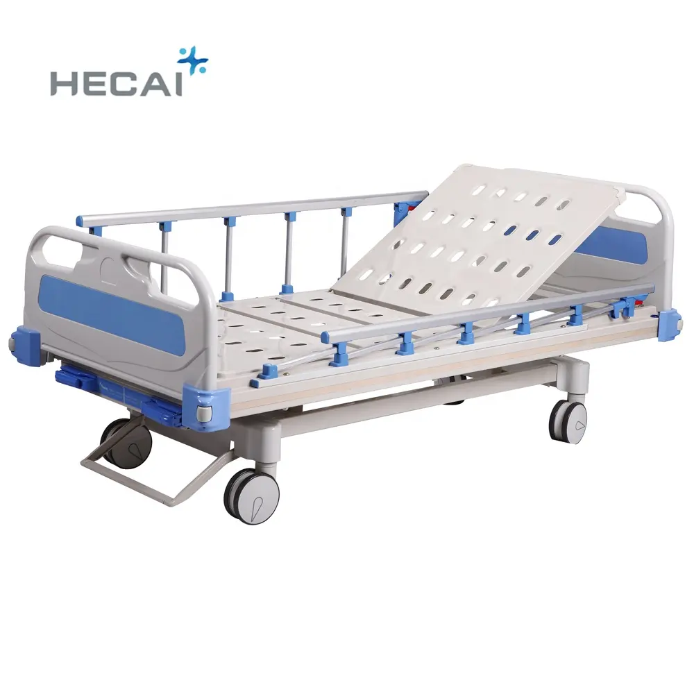 سرير مستشفى للتمريض الطبي يدوي 3 وظائف بسعر المصنع 3 مشغل يدوي سرير تمريض مريض لوح ABS