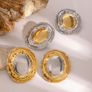 Boucles d'oreilles pendantes géométriques en acier inoxydable, couleur or 18 carats, bijoux tendance pour femmes - Product Image 2