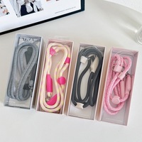 Nouvelle lanière de téléphone portable tressée unie de style INS japonais et coréen, réglable, pour coque iPhone