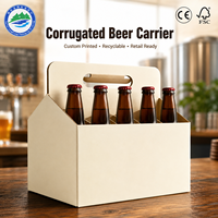 Boîte de transport pour bouteilles de vin écologique et recyclable, emballage de 6 bouteilles avec poignée, logo personnalisé imprimé, boîte en carton ondulé