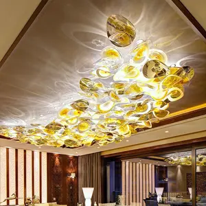 定制大堂荷叶玻璃吊灯现代风格室内装饰灯大型酒店商场舞厅艺术吊灯