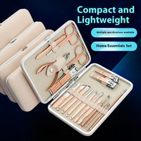 Vente en gros d'usine - Ensemble de coupe-ongles de luxe portable en or rose de 18 pièces - Outils de beauté en acier inoxydable pour bébé