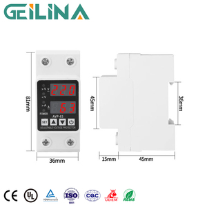 Однофазный регулируемый защитный выключатель от перегрузки и короткого замыкания на DIN-рейку, <span class=keywords><strong>220</strong></span> В переменного тока, с защитой от перенапряжения и пониженного напряжения и LED-дисплеем - Product Image 2