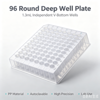 Plaque de puits profonds stérile à 96 puits ronds, fond en V, 1,3 ml, puits indépendants, plaques de puits profonds de haute qualité, consommables de laboratoire