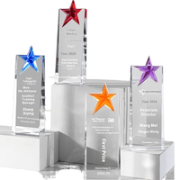 ELOR Coloré Cristal Trophée Cinq Étoiles Conception Creative Exquis Sculpté Société Réunion Annuelle Excellent Employé Souvenir