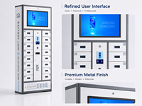 Casier de recharge pour téléphones intelligents à 18 compartiments, assemblé, durable, avec grand écran, recharge sans fil, paiement multi-mode, fixation murale commerciale