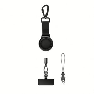 Sports European American Alloy Electroplated Retractable Anti-Theft Square-Lock <b>Phone</b> <b>Chain</b> Easy-Pull Buckle Adjustable Keychain - Product Image 1