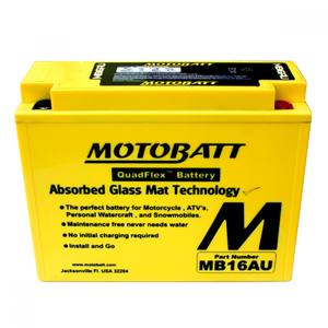 Batterie de moto Motobatt MB16AU 12V 20Ah AGM Technologie de matériau en verre absorbant - Product Image 1