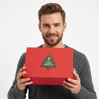 Boîte cadeau de Noël personnalisée à double porte, avec les deux portes avant s'ouvrant vers l'extérieur et des portes à fermeture plate pour offrir des cadeaux de Noël