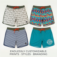 Shorts de bain décontractés vintage pour hommes, extensibles dans 4 directions, pour le surf, avec cordon de serrage à contraste numérique, pour la plage et la piscine, personnalisables sur mesure, MOQ 50