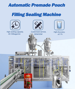 Năm trạm plc-điều khiển tự động PREMADE Pouch điền niêm phong máy đóng gói Độ chính xác cao cho bột hạt chất lỏng - Product Image 4