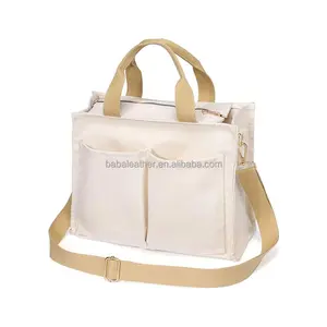 Canvas-Tote-Tasche für Damenhandtasche mit Reißverschluss Crossbody-Tote-Geldbeutel mit Laptop-Abteilung für Arbeit Fitnessstudio Shop Reisen Tote-Tasche