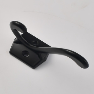 Zinc Alloy <b>Wall</b> Mount Robe Hook Black Double Hook For Bathroom Wardrobe Fitting Room Use - Product Image 1