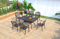 Ensemble de table et de chaises rectangulaires en aluminium pour l'extérieur, meubles de jardin, patio, pour restaurant et hôtel, table et chaises de salle à manger en métal, prix bas