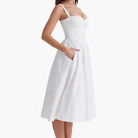 Robes Midi Personnalisées pour Fêtes Adolescentes, Robes Sexy à Décolleté Plongeant avec Corset, Robes Blanches Révélant la Poitrine