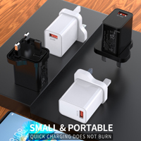 Chargeurs de téléphone portable 18W PD QC3.0 Chargeur rapide Port USB 5v 9v 12v Chargeur de téléphone portable pour appareil photo et écouteurs Utilisation en voyage