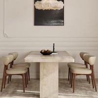 Ensemble de table et de chaises rectangulaires en ardoise de travertin moderne, écologique et durable pour la maison