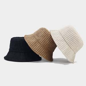 Sombrero de cubo de terciopelo corto a rayas gruesas para mujer, logotipo personalizado, pana informal cálida para pesca, deportes, viajes diarios, ciclismo para - Product Image 2