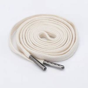 Lacets plats tressés 100 % coton de haute qualité avec embouts en métal or, argent, noir et cuivre pour lacets de chaussures et cordons de sweat-shirt - Product Image 3