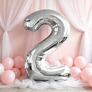 Party Love N2 45cm 12 pcs Bag Numero Silver Balloon for making your celebrations memorable and stylish - Product Image 6