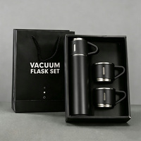 Ensemble cadeau de gourde personnalisée 500 ml en acier inoxydable à double paroi, thermos de luxe, ensemble de bouteilles d'eau isolées, gourde isotherme avec 3 couvercles