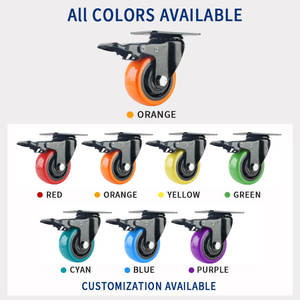 Heavy Duty Laranja Vermelho Rodas Preto PVC/PU Rodízio com Rolamento De Esferas Industrial Giro Fixo Placa Rígida Rodízios - Product Image 3