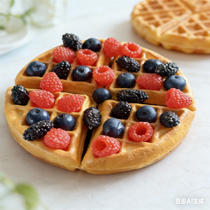 Modelo de Waffle Belga Artificial de Plástico Realista, con Frambuesas y Salsas, para Exhibición en Vitrinas de Cafeterías y Decoración de Alimentos - Product Image 4