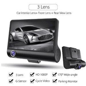 Grabadora de Conducción, Cámara para Coche con 3 Lentes y Pantalla de 4.0 Pulgadas, Caja Negra para Coche, <span class=keywords><strong>Dashcam</strong></span> HD <span class=keywords><strong>1080P</strong></span>, Gran Angular de 170 Grados, DVR, Grabadora de Video - Product Image 5